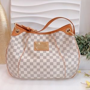 Louis Vuitton Cream and Tan Checkered Hobo Bag